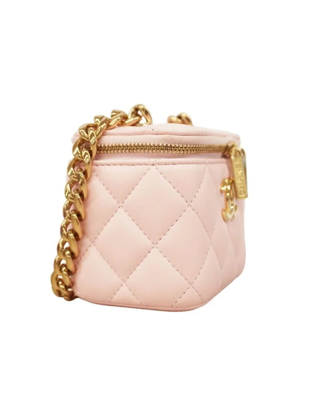 Chanel Shoulder Bag Quilted Lambskin Pink Champagne Gold